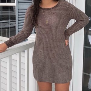 Brown sweater dress